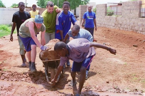 Zambia  pulling rocks
