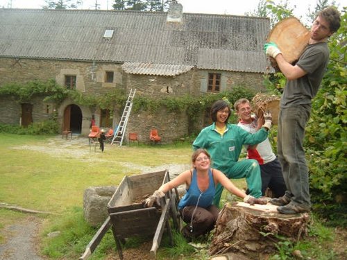 Volunteers at a rural community centre in France