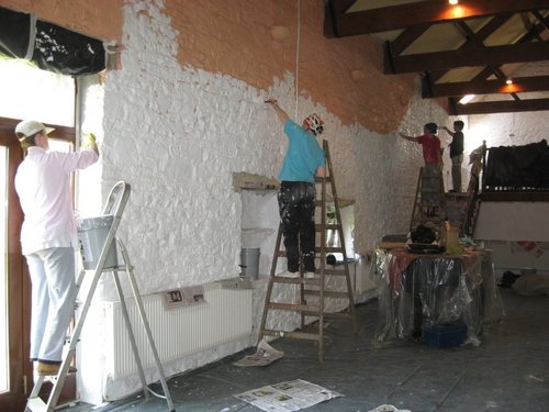 Volunteers paint a barn in Camphill Community