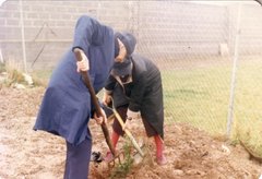 Conrad and Dorothea Leser planting trees at a centre in Waterford 1990